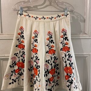 Elevenses Cream Skirt with Floral Embroidery